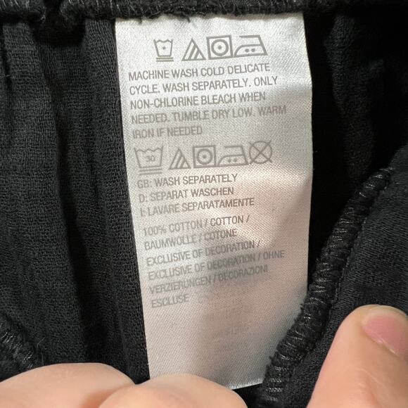 Susan Graver Soleil Regular Gauze Wide Leg Crop Beach Pant Black Medium - Picture 8 of 9